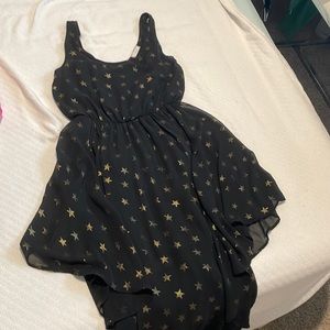Lush black with gold stars dress. Long.